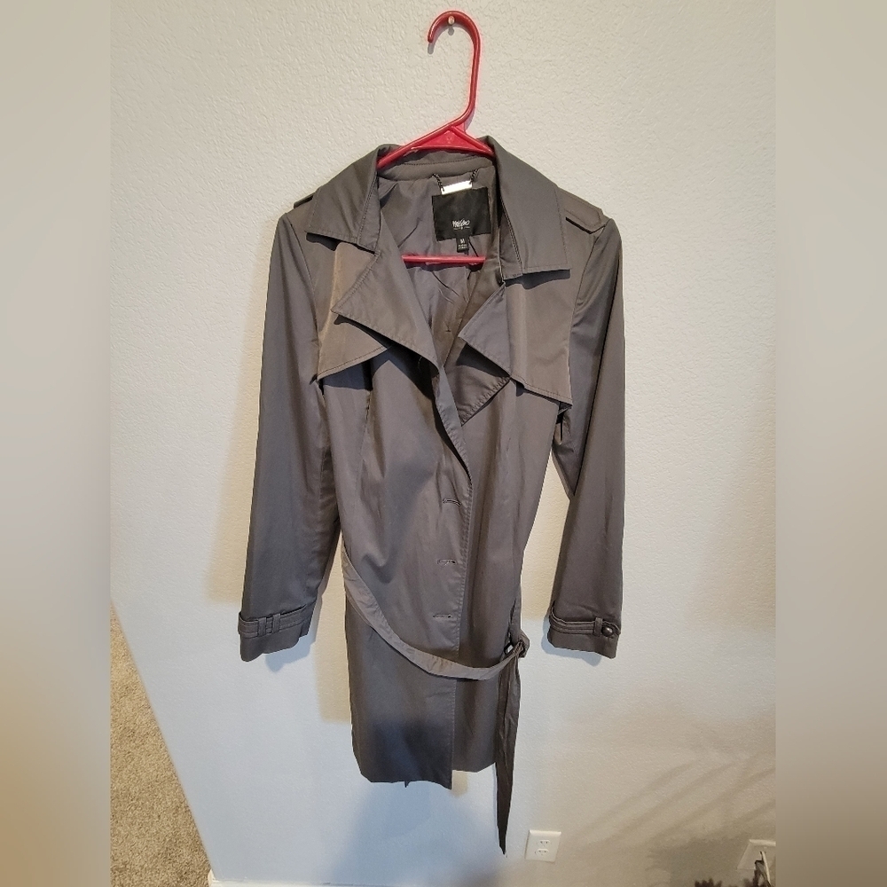 055. MOSSIMO Trench Coat Wrap-Belt Olive Grey M